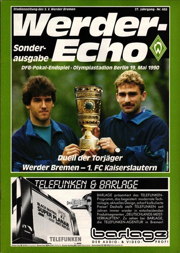 Dfb pokalendspiel 1990 werder - dfb-pokalendspiel,