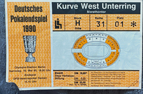 Ticket dfb pokalendspiel 1990 - ticket, dfb-pokalendspiel